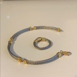 14k gold/wire ring and bracelet set.